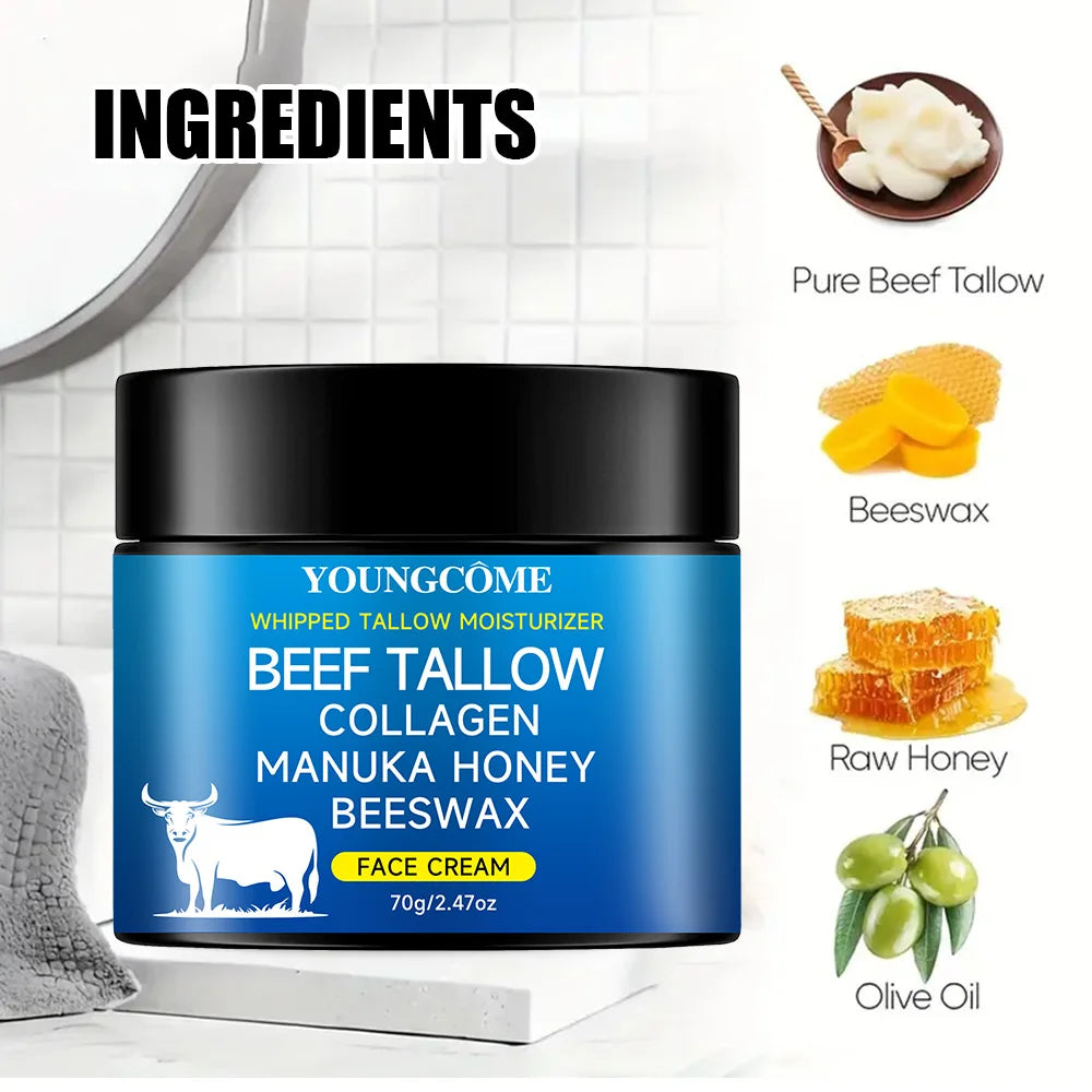 Tallow Face Cream Raw Honayolive Oil anti Aging Face Cream Wrinkle Remover Collagenr Smooth Wrinkle Moisturizing Firming