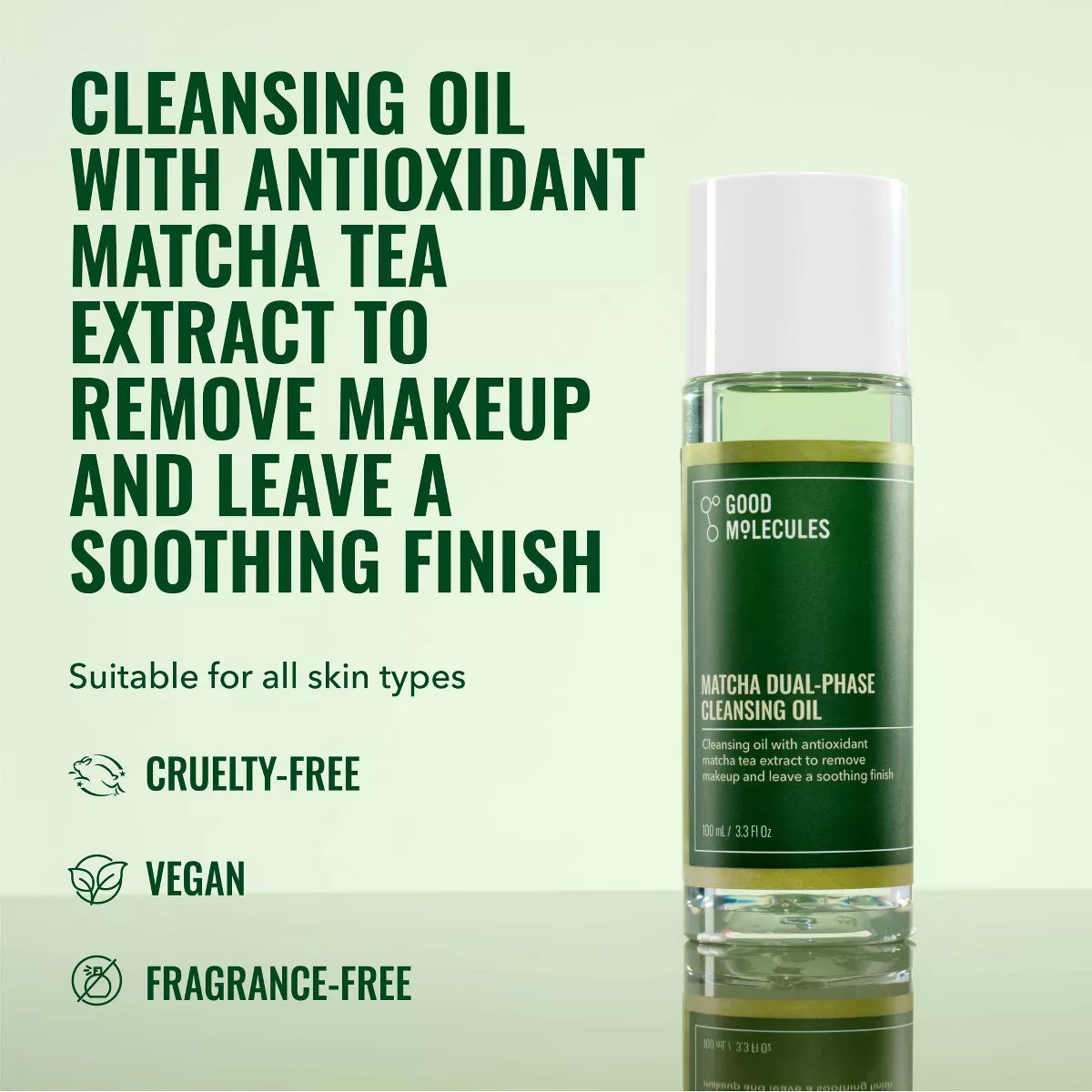 Good Molecules Matcha Dual-Phase Cleansing Oil - 100Ml: Vegan, for Normal, Combination, Sensitive Skin