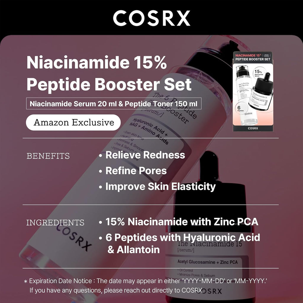 Exclusive Niacinamide 15% Peptide Booster Set - Enhance Your Glow with Korean Skin Care Gift Set & Serum