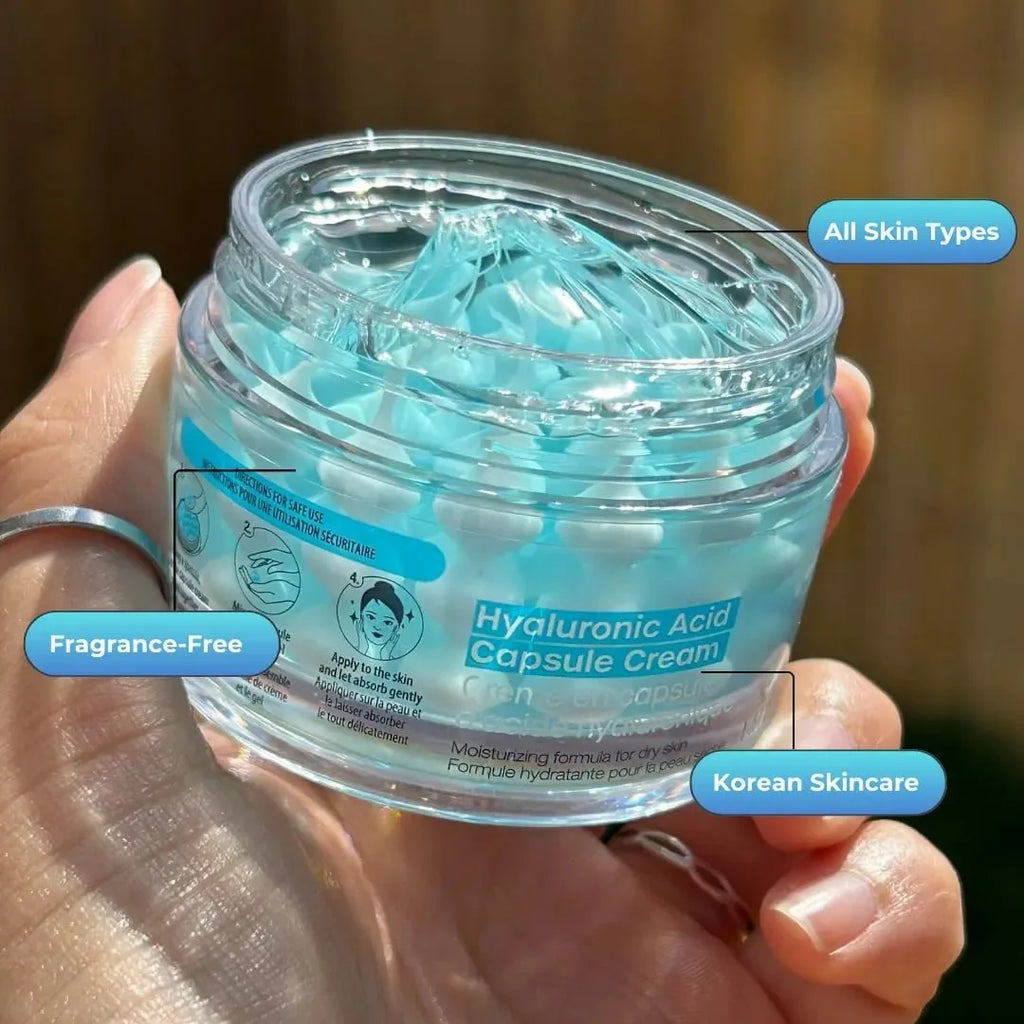 Hyaluronic Acid Capsule Cream with Hyaluronic Acid & Multiple Peptides, Moisturizes & Nourishes for Softer, Confident Skin