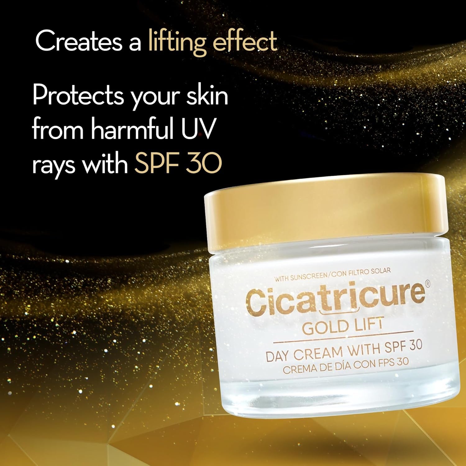 Gold Lift Day Cream, anti Aging Face Moisturizer with SPF 30, Hydrating Skin Care with Gold, Calcium & Silicon to Lift and Tighten Face Contour 1.7 Ounce