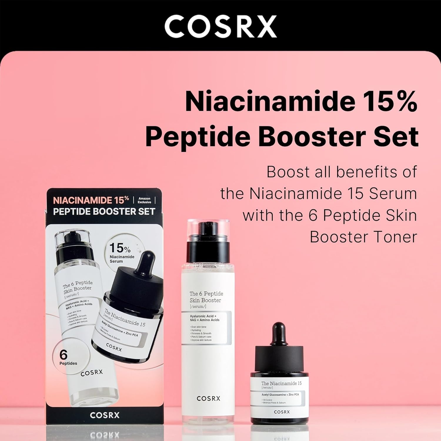 Exclusive Niacinamide 15% Peptide Booster Set - Enhance Your Glow with Korean Skin Care Gift Set & Serum
