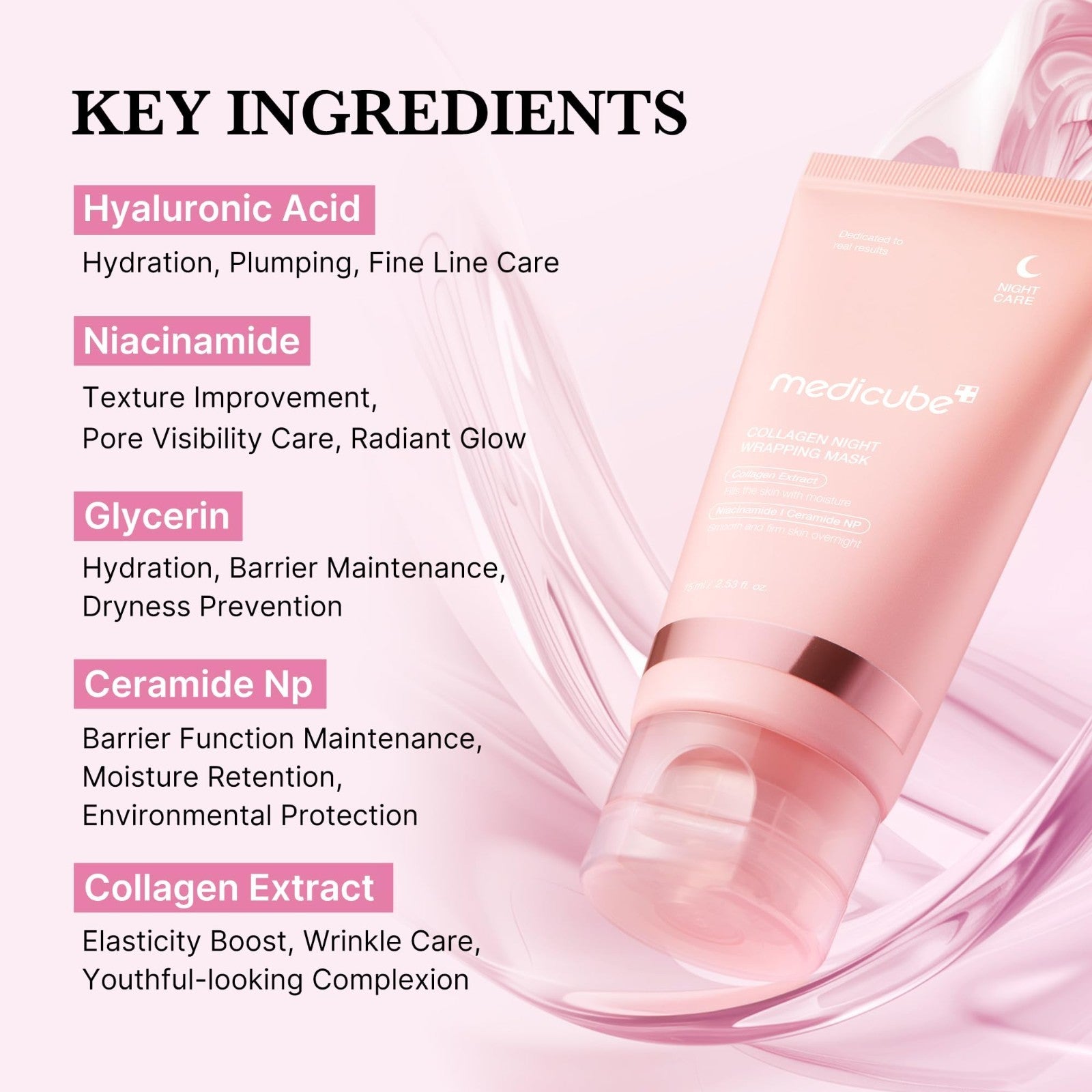 Medicube Collagen Overnight Wrapping Peel off Facial Mask Pack - Elasticity & Hy