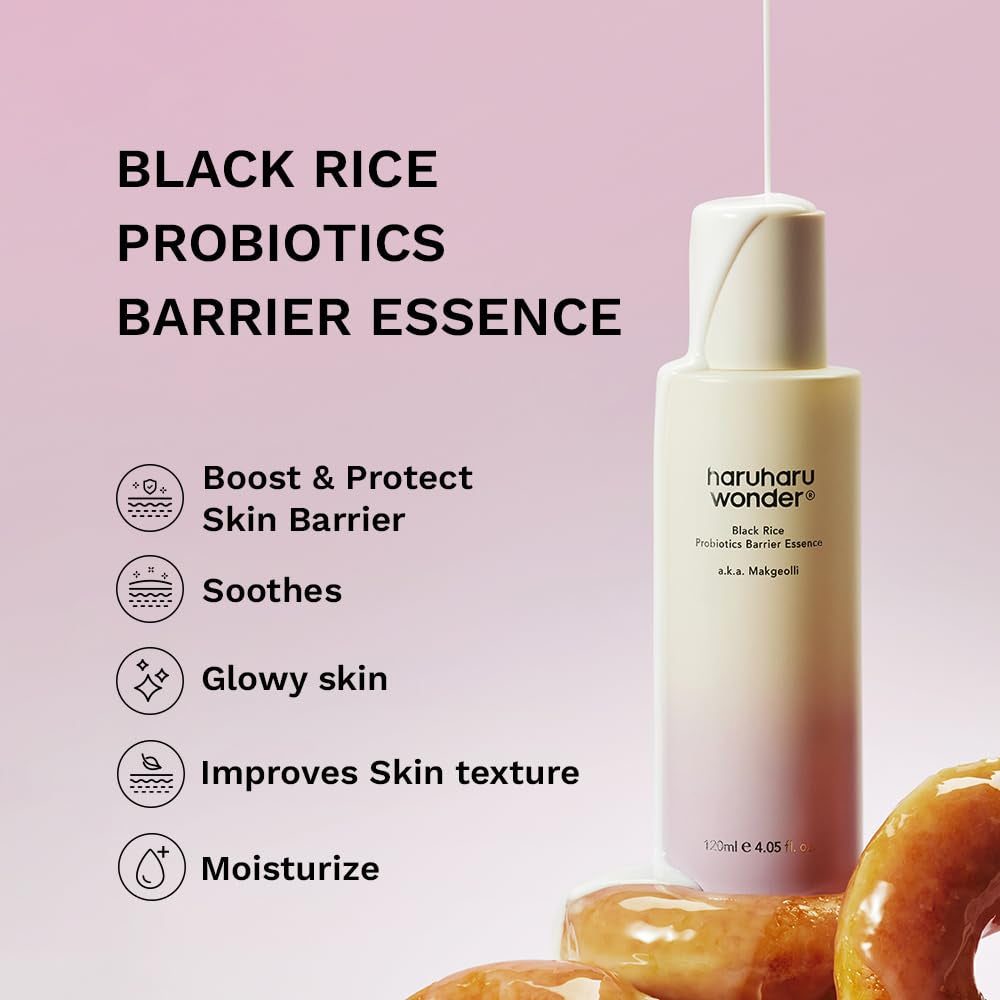 Wonder Black Rice Probiotics Barrier Essence, 4.05 Fl.Oz, Skin Flooding & Layering, Strengthens Skin Barrier, Moisturizes, Glowy Radiant Skin, Non-Comedogenic, Vegan Korean Skincare