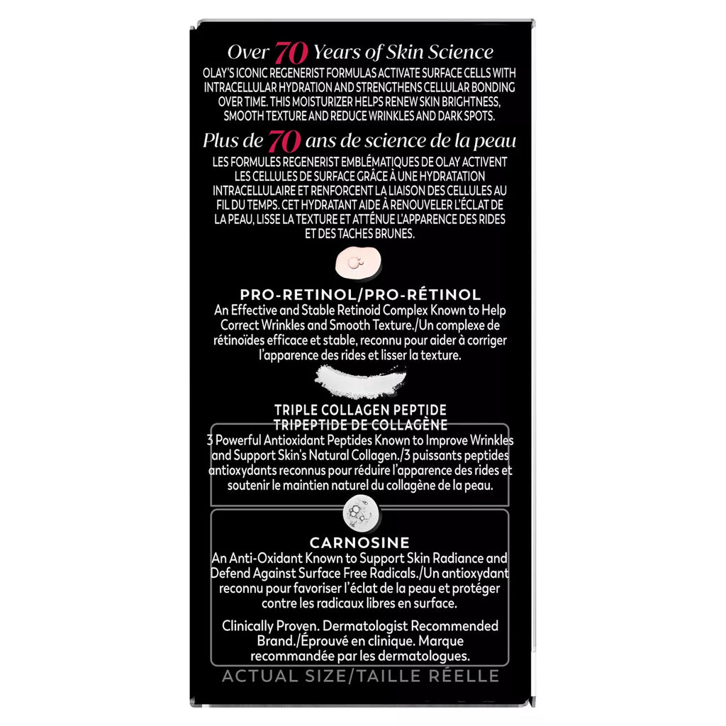Olay Regenerist Retinol 24 + Peptide Night Face Moisturizer Fragrance-Free - Trial Size - 0.5Oz: for Normal, Oily, Combination, Mature, Dry Skin