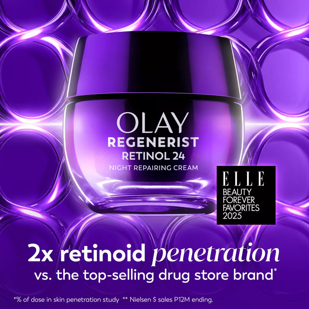 Olay Regenerist Retinol 24 + Peptide Night Face Moisturizer Fragrance-Free - Trial Size - 0.5Oz: for Normal, Oily, Combination, Mature, Dry Skin