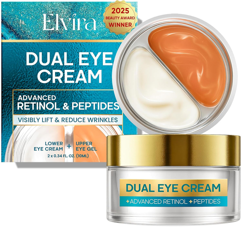 Dual Eye Cream for Dark Circles, Puffiness, Eye Bags, Wrinkles, Anti-Aging, Tigh