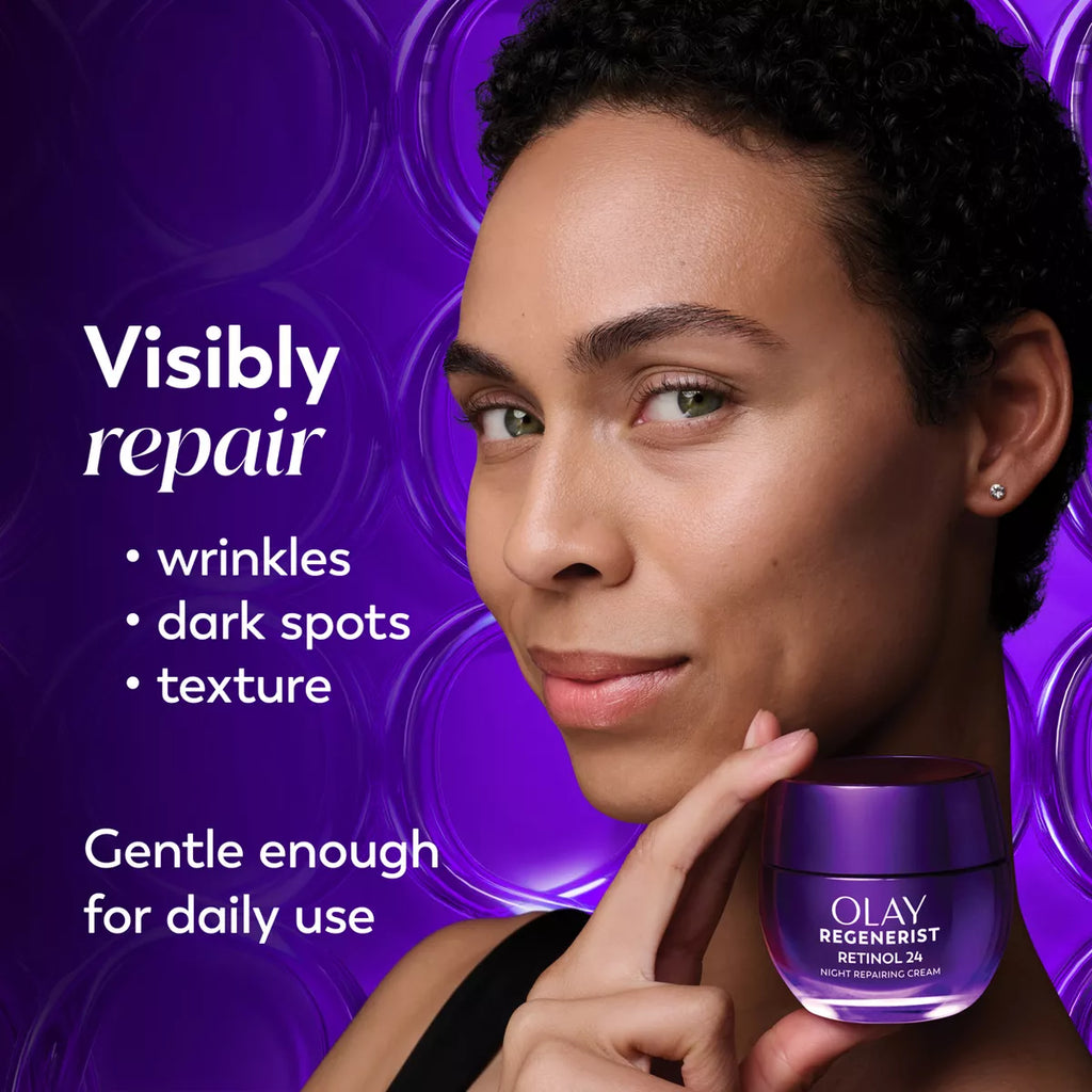 Olay Regenerist Retinol 24 + Peptide Night Face Moisturizer Fragrance-Free - Trial Size - 0.5Oz: for Normal, Oily, Combination, Mature, Dry Skin