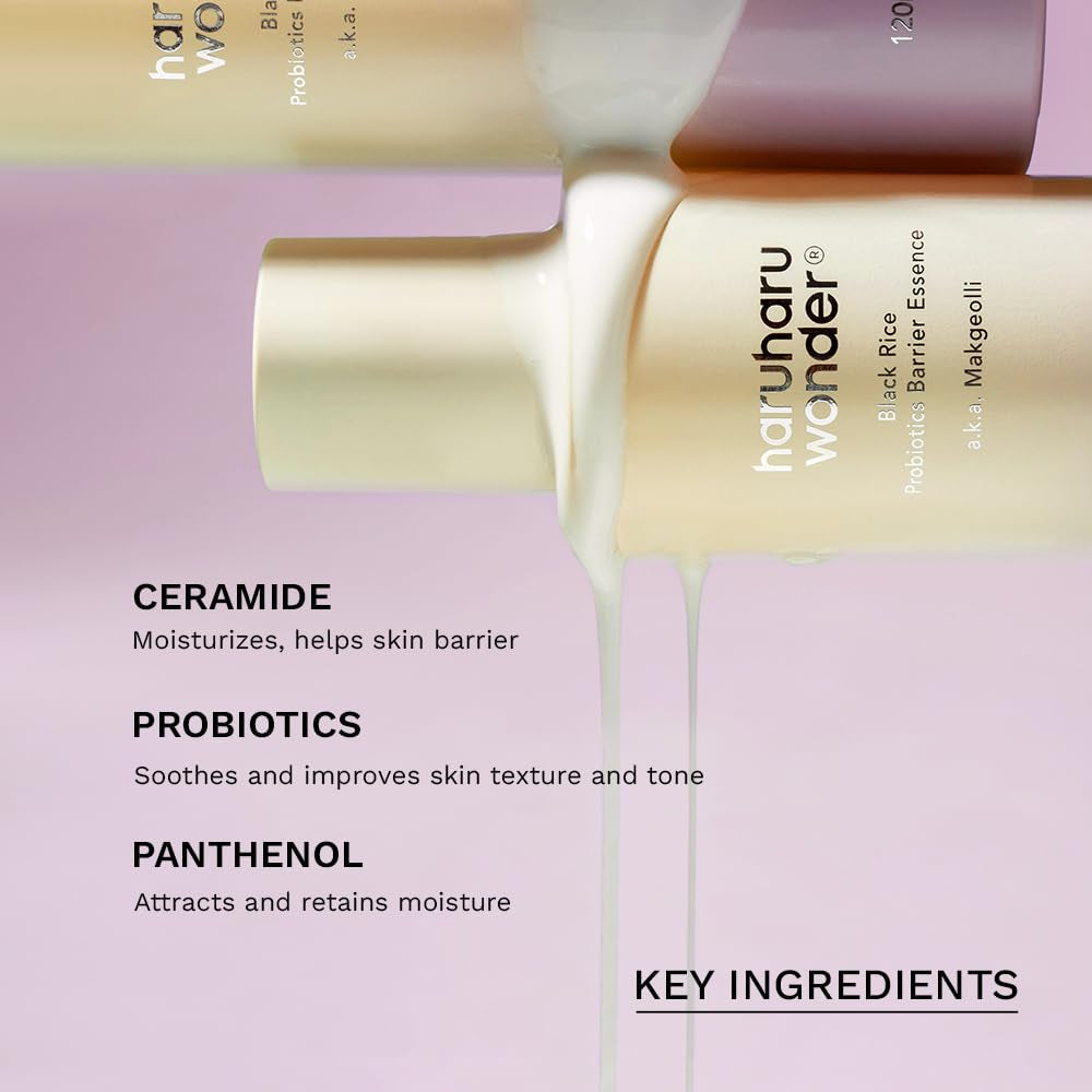 Wonder Black Rice Probiotics Barrier Essence, 4.05 Fl.Oz, Skin Flooding & Layering, Strengthens Skin Barrier, Moisturizes, Glowy Radiant Skin, Non-Comedogenic, Vegan Korean Skincare