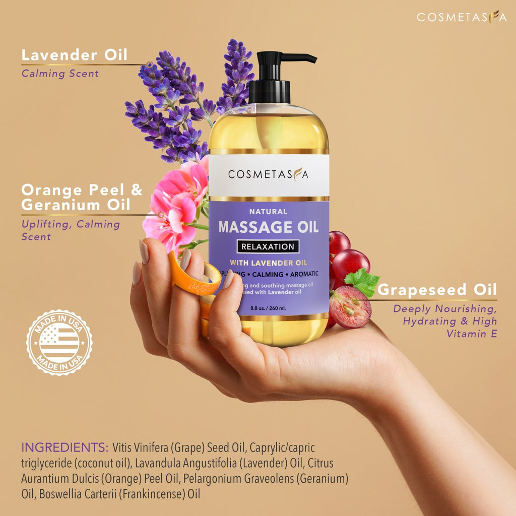 Lavender Relaxation Massage Oil 8.8 Oz by Cosmetasa Exp 8/24